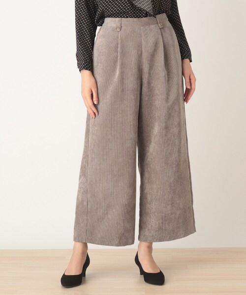 DRESKIP(ドレスキップ)の「◆コ-ディロイワイドパンツ(その他パンツ・レディース・ダークグレー/オフホワイト/グレー系その他・02/04/03)」の1枚目の写真