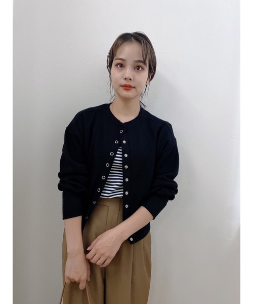 JUMELLE（ジュメロ）の「ハニカムカーディガン（カーディガン/ボレロ・レディース・テラコッタ/グレイッシュベージュ/ブラック・FREE）」の4枚目の写真