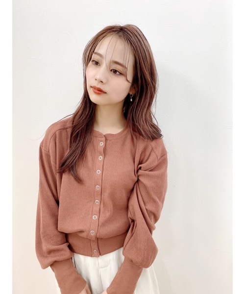 JUMELLE（ジュメロ）の「ハニカムカーディガン（カーディガン/ボレロ・レディース・テラコッタ/グレイッシュベージュ/ブラック・FREE）」の8枚目の写真