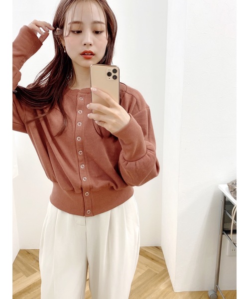 JUMELLE（ジュメロ）の「ハニカムカーディガン（カーディガン/ボレロ・レディース・テラコッタ/グレイッシュベージュ/ブラック・FREE）」の19枚目の写真