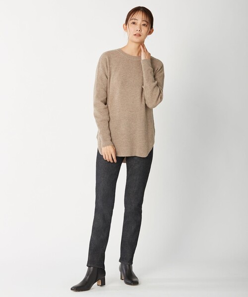J.PRESS(ジェイプレス)の「【洗える】CASHMERE BLEND ラウンドヘム ワッフル ニット(ニット/セーター・レディース・ベージュ系/ライトグレー系・F)」の15枚目の写真