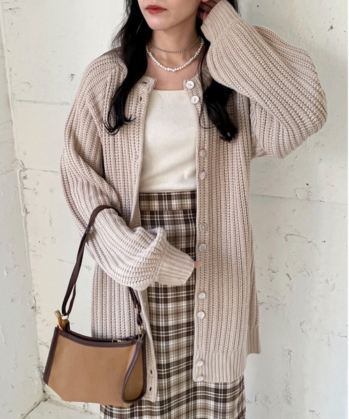 EPIMI E'PIMMY(エピミエピミー)の「《ユニセックス》マルチウェイリブオーバーチュニックカーディガン(カーディガン/ボレロ・レディース・ブラック/ベージュ/オフホワイト/杢グレー/ブラウン系その他・MEDIUM)」の5枚目の写真