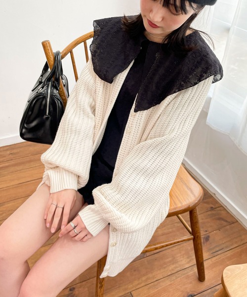 EPIMI E'PIMMY(エピミエピミー)の「《ユニセックス》マルチウェイリブオーバーチュニックカーディガン(カーディガン/ボレロ・レディース・ブラック/ベージュ/オフホワイト/杢グレー/ブラウン系その他・MEDIUM)」の1枚目の写真