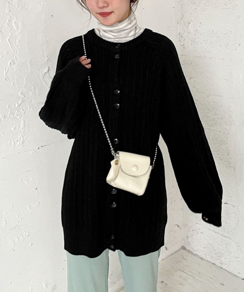 EPIMI E'PIMMY(エピミエピミー)の「《ユニセックス》マルチウェイリブオーバーチュニックカーディガン(カーディガン/ボレロ・レディース・ブラック/ベージュ/オフホワイト/杢グレー/ブラウン系その他・MEDIUM)」の2枚目の写真