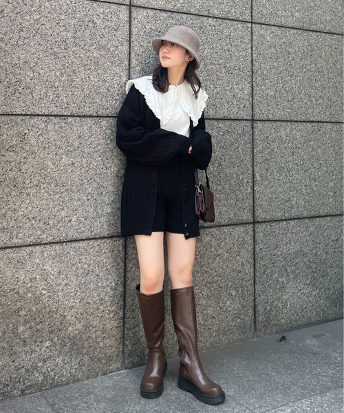 EPIMI E'PIMMY(エピミエピミー)の「《ユニセックス》マルチウェイリブオーバーチュニックカーディガン(カーディガン/ボレロ・レディース・ブラック/ベージュ/オフホワイト/杢グレー/ブラウン系その他・MEDIUM)」の9枚目の写真