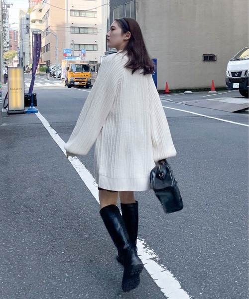 EPIMI E'PIMMY(エピミエピミー)の「《ユニセックス》マルチウェイリブオーバーチュニックカーディガン(カーディガン/ボレロ・レディース・ブラック/ベージュ/オフホワイト/杢グレー/ブラウン系その他・MEDIUM)」の7枚目の写真