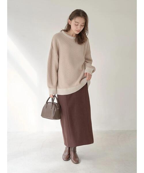 earth music&ecology（アースミュージックアンドエコロジー）の「ジャガードニットプルオーバー ＊（ニット/セーター・レディース・ブラック/ベージュ/サックスブルー・FREE）」の22枚目の写真