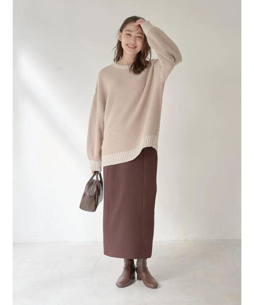 earth music&ecology（アースミュージックアンドエコロジー）の「ジャガードニットプルオーバー ＊（ニット/セーター・レディース・ブラック/ベージュ/サックスブルー・FREE）」の5枚目の写真