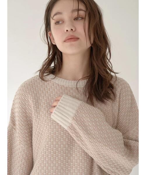 earth music&ecology（アースミュージックアンドエコロジー）の「ジャガードニットプルオーバー ＊（ニット/セーター・レディース・ブラック/ベージュ/サックスブルー・FREE）」の10枚目の写真