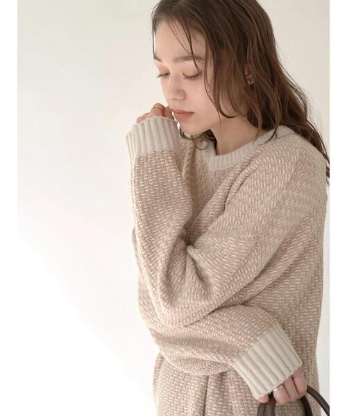 earth music&ecology（アースミュージックアンドエコロジー）の「ジャガードニットプルオーバー ＊（ニット/セーター・レディース・ブラック/ベージュ/サックスブルー・FREE）」の11枚目の写真