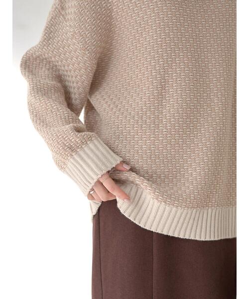 earth music&ecology（アースミュージックアンドエコロジー）の「ジャガードニットプルオーバー ＊（ニット/セーター・レディース・ブラック/ベージュ/サックスブルー・FREE）」の12枚目の写真