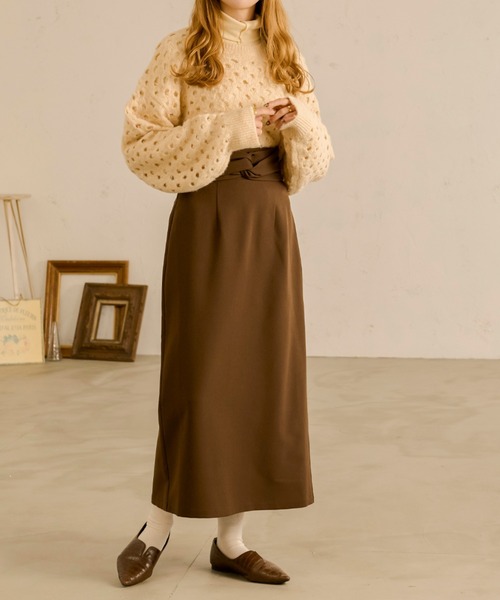 Ambre Neige(アンブルネージュ)の「透かし編みニットトップス/【WEB/EC限定商品】(ニット/セーター・レディース・アイボリー/モカ・FREE)」の16枚目の写真