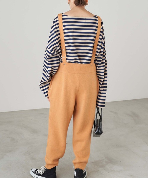 Chaco closet(チャコ クローゼット)の「カシミア混ニットロンパース(サロペット/オーバーオール・レディース・ブラック/オフホワイト/オレンジ/キャメル・FREE)」の20枚目の写真