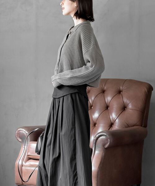 襟付きニットショートカーディガン（カーディガン/ボレロ）｜rps