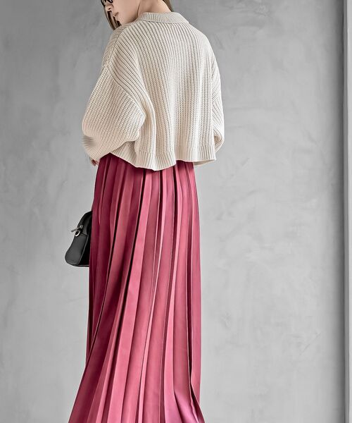 rps（アールピーエス）の「襟付きニットショートカーディガン（カーディガン/ボレロ・レディース・チャコールグレー/ダークグリーン/イエロー/アイボリー/ベージュ系その他/サックスブルー/ブルー/ラベンダー/ライトベージュ/イエロー系その他/ブラウン・M/フリー）」の13枚目の写真