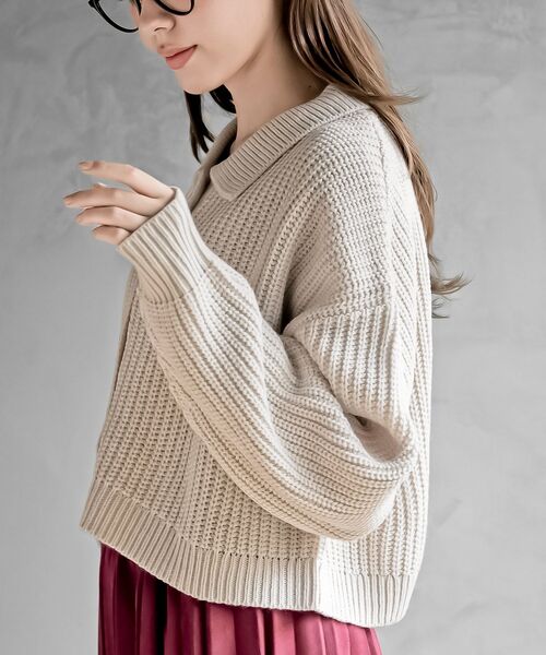 rps（アールピーエス）の「襟付きニットショートカーディガン（カーディガン/ボレロ・レディース・チャコールグレー/ダークグリーン/イエロー/アイボリー/ベージュ系その他/サックスブルー/ブルー/ラベンダー/ライトベージュ/イエロー系その他/ブラウン・M/フリー）」の16枚目の写真