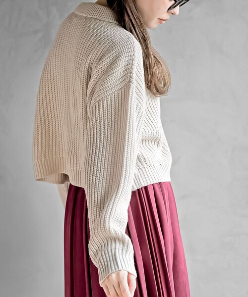 rps（アールピーエス）の「襟付きニットショートカーディガン（カーディガン/ボレロ・レディース・チャコールグレー/ダークグリーン/イエロー/アイボリー/ベージュ系その他/サックスブルー/ブルー/ラベンダー/ライトベージュ/イエロー系その他/ブラウン・M/フリー）」の18枚目の写真