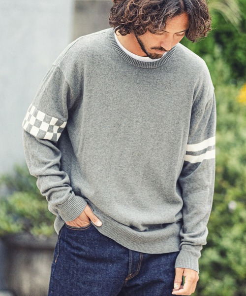 MARBLES(マーブルズ)の「MARBLES (マーブルズ)mn2491-CHECKER BORDER KNIT PULLOVER チェッカーボーダーニットプルオーバー(ニット/セーター・メンズ・トップグレー/ネイビー・MEDIUM/LARGE/X-LARGE)」の4枚目の写真