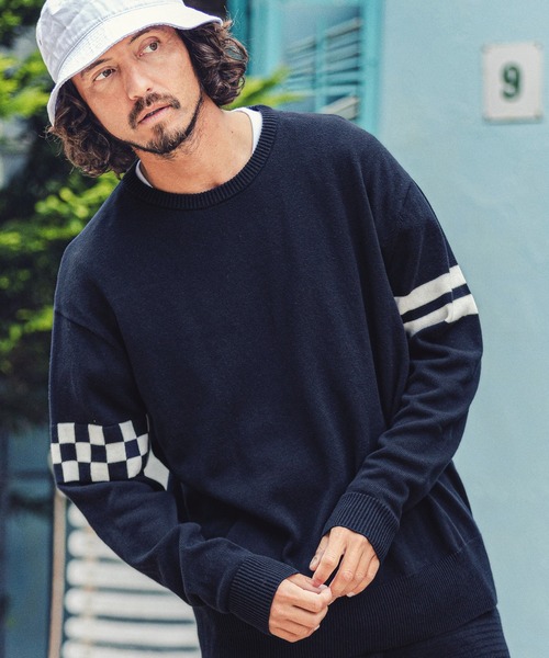 MARBLES(マーブルズ)の「MARBLES (マーブルズ)mn2491-CHECKER BORDER KNIT PULLOVER チェッカーボーダーニットプルオーバー(ニット/セーター・メンズ・トップグレー/ネイビー・MEDIUM/LARGE/X-LARGE)」の8枚目の写真