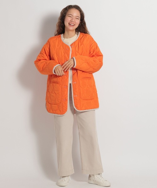 niko and...(ニコアンド)の「洗えるリバーシブルキルトジャケット(ノーカラージャケット・レディース・ライトブルー/カーキ/オレンジ/アイボリー/チャコール・FREE)」の15枚目の写真