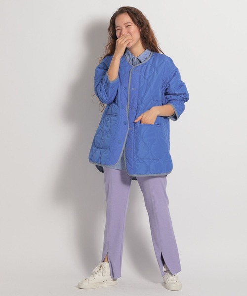 niko and...(ニコアンド)の「洗えるリバーシブルキルトジャケット(ノーカラージャケット・レディース・ライトブルー/カーキ/オレンジ/アイボリー/チャコール・FREE)」の13枚目の写真