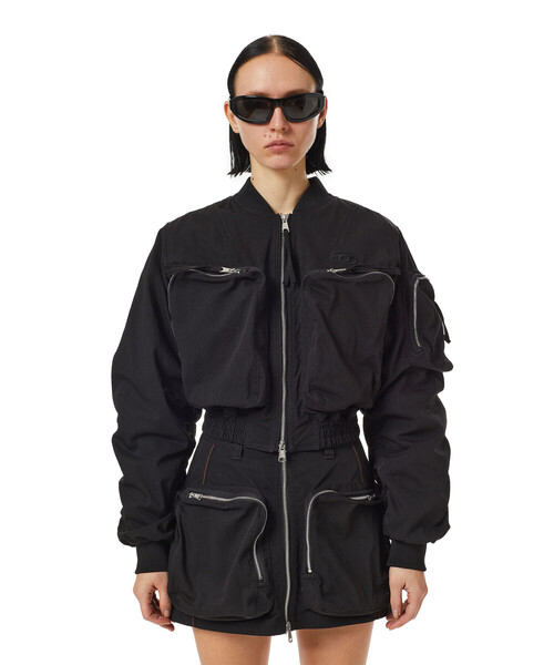 DIESEL（ディーゼル）の「レディース ジャケット ショート丈 ナイロン ブルゾン（ブルゾン・レディース・ブラック・SMALL/MEDIUM/LARGE/X-SMALL）」の7枚目の写真