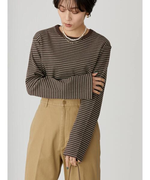 AMERICAN HOLIC（アメリカンホリック）の「マルチボーダーリブプルオーバー（Tシャツ/カットソー・レディース・ブラウン/アイボリー・M/L）」の17枚目の写真