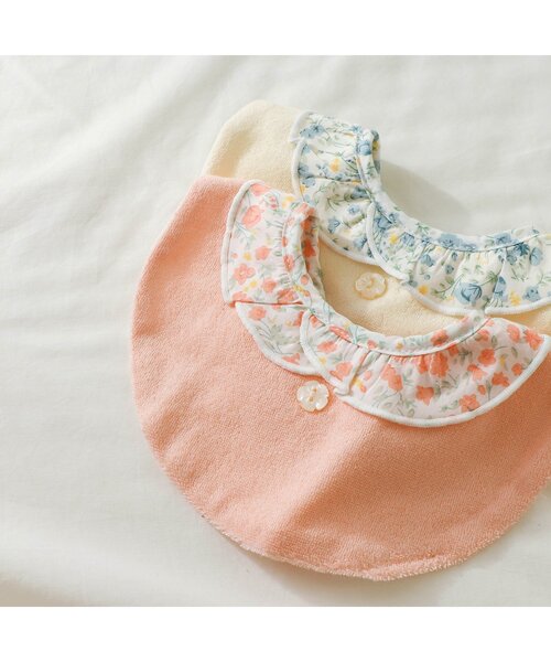 apres les cours（アプレレクール）の「花柄衿パイルスタイ（スタイ/よだれかけ・キッズ・ピンク/キナリ・90）」の9枚目の写真