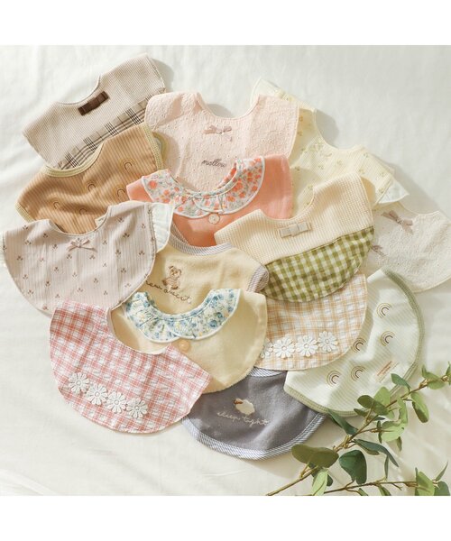 apres les cours（アプレレクール）の「花柄衿パイルスタイ（スタイ/よだれかけ・キッズ・ピンク/キナリ・90）」の8枚目の写真