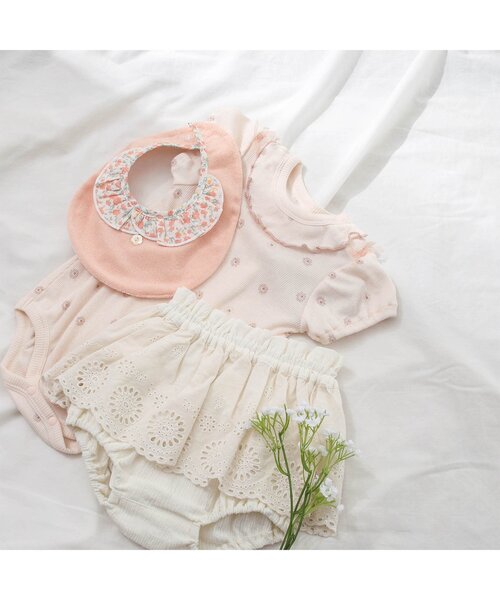 apres les cours（アプレレクール）の「花柄衿パイルスタイ（スタイ/よだれかけ・キッズ・ピンク/キナリ・90）」の11枚目の写真