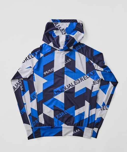 1piu1uguale3 RELAX（ウノピュウノウグァーレトレリラックス）の「【1PIU1UGUALE3 RELAX】GEOMETRIC RASH GUARD ZIP HOODIE / ジオメトリック柄 ラッシュガード（ラッシュガード・メンズ・サックスブルー系/ブラック系・LARGE/MEDIUM/X-LARGE）」の12枚目の写真