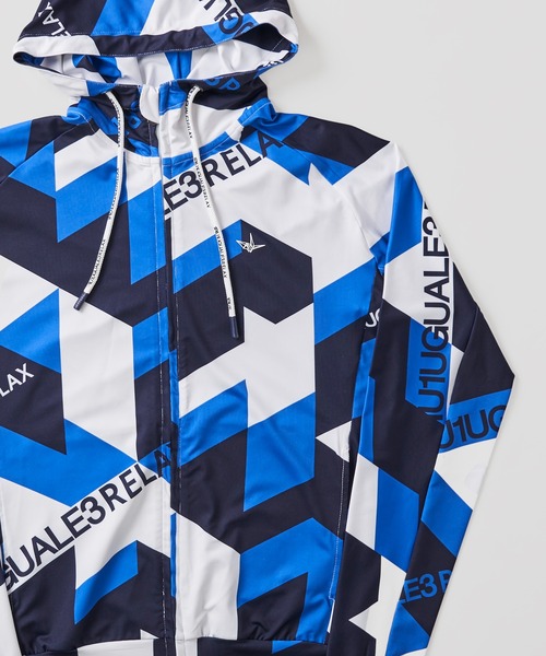 1piu1uguale3 RELAX（ウノピュウノウグァーレトレリラックス）の「【1PIU1UGUALE3 RELAX】GEOMETRIC RASH GUARD ZIP HOODIE / ジオメトリック柄 ラッシュガード（ラッシュガード・メンズ・サックスブルー系/ブラック系・LARGE/MEDIUM/X-LARGE）」の14枚目の写真