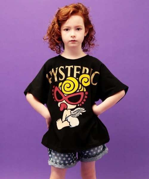 HYSTERIC MINI(ヒステリックミニ)の「ANGEL MINI フレンチスリーブTシャツ(Tシャツ/カットソー・キッズ・ホワイト/ブラック/ピンク/パープル・110/120/105)」の2枚目の写真