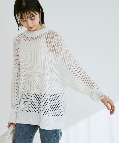 【WEB限定】メッシュ編みニットプルオーバー