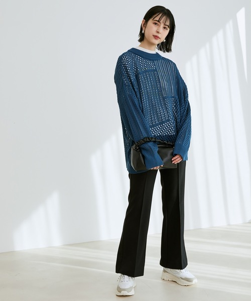 【WEB限定】メッシュ編みニットプルオーバー