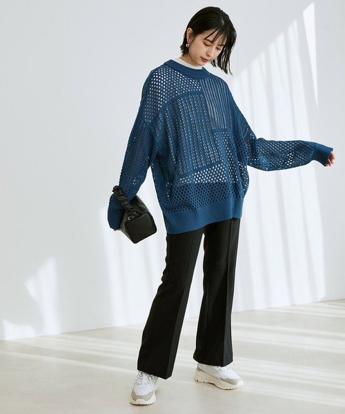 【WEB限定】メッシュ編みニットプルオーバー