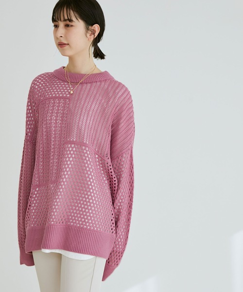 【WEB限定】メッシュ編みニットプルオーバー