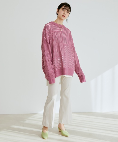 【WEB限定】メッシュ編みニットプルオーバー