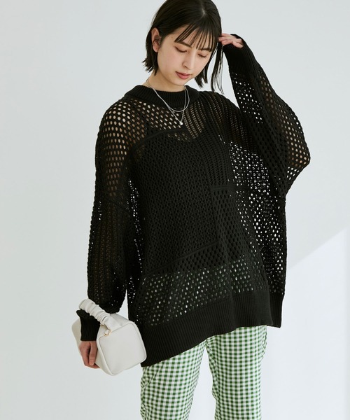 【WEB限定】メッシュ編みニットプルオーバー