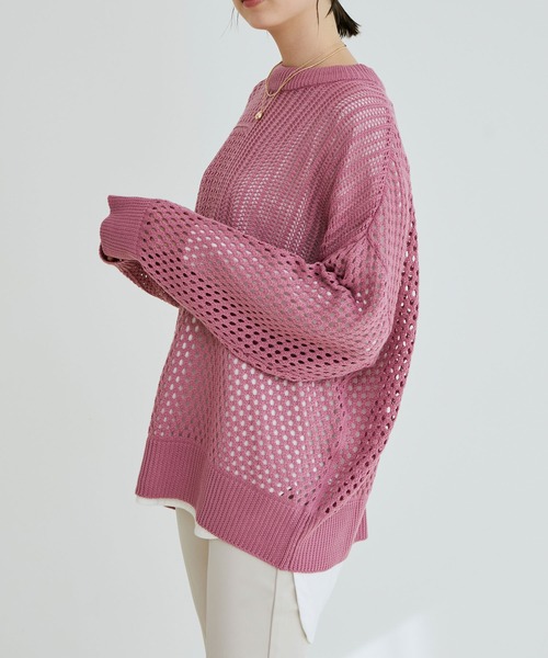 【WEB限定】メッシュ編みニットプルオーバー