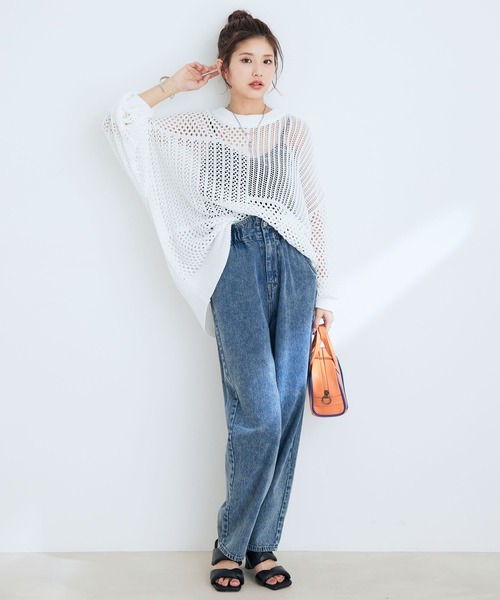 【WEB限定】メッシュ編みニットプルオーバー