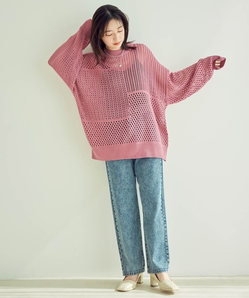【WEB限定】メッシュ編みニットプルオーバー