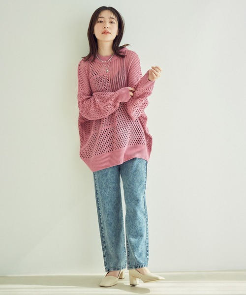 【WEB限定】メッシュ編みニットプルオーバー
