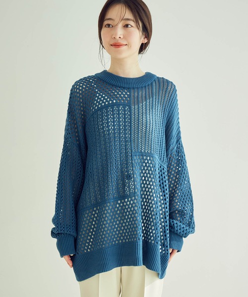 【WEB限定】メッシュ編みニットプルオーバー