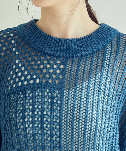 【WEB限定】メッシュ編みニットプルオーバー