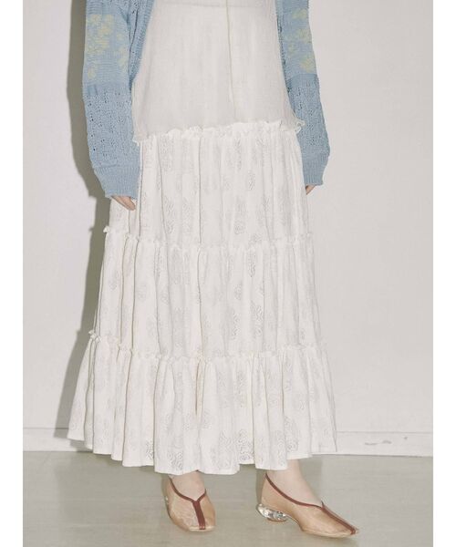 merry jenny（メリージェニー）の「ROSEレースカットティアードスカート（スカート・レディース・ブラック/アイボリー・FREE）」の5枚目の写真
