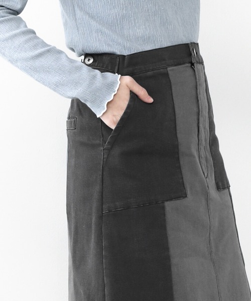 Bou Jeloud（ブージュルード）の「パッチワークデニムスカート（デニムスカート・レディース・ブラック/ブルー・38）」の4枚目の写真