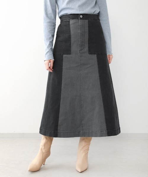 Bou Jeloud（ブージュルード）の「パッチワークデニムスカート（デニムスカート・レディース・ブラック/ブルー・38）」の6枚目の写真