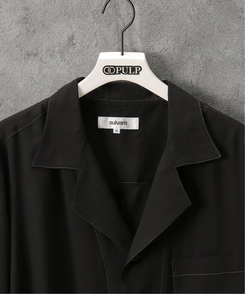 sulvam（サルバム）の「【SULVAM / サルバム】OPEN COLLAR SHIRT（シャツ/ブラウス・メンズ・ブラック・MEDIUM）」の5枚目の写真