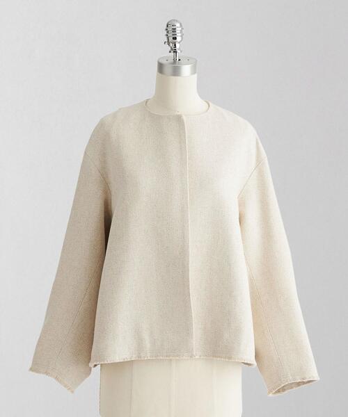 LOEFF ノーカラージャケット くすみブルー